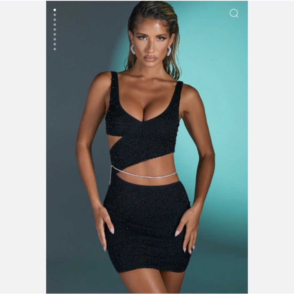 Oh Polly Cut out Beaded Mini Dress